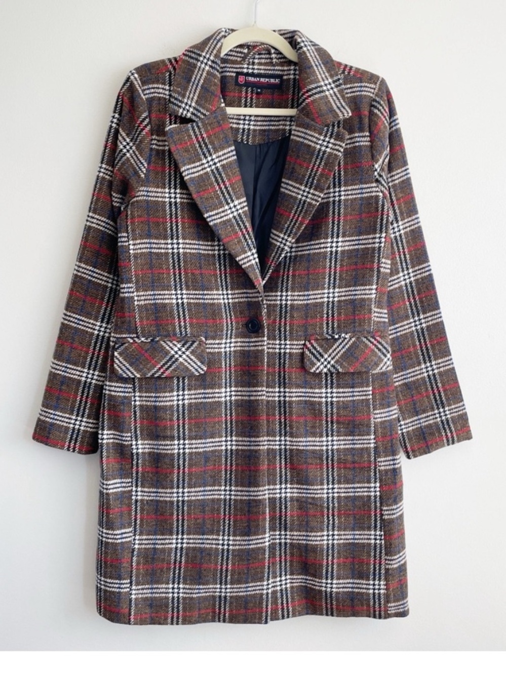 Urban Republic plaid blazer jacket long coat shacket preppy academia holiday M